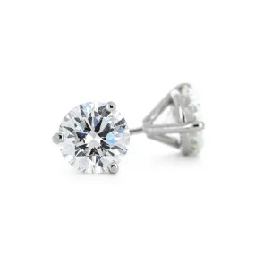 2.46ctw Round Diamond Studs, 3 Prong - 14K White Gold