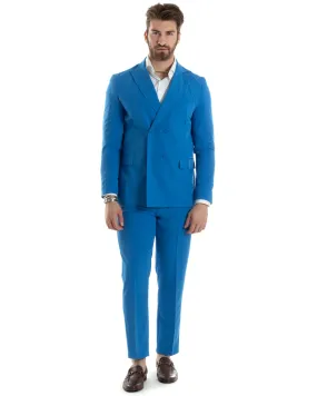 Abito Uomo Doppiopetto Vestito Completo Giacca Pantaloni Royal Tinta Unita Elegante Casual GIOSAL-AE1042A