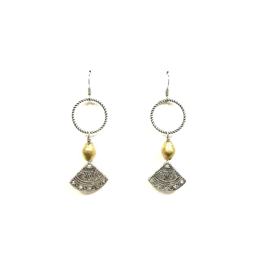 Aztec Brass Fans Earrings