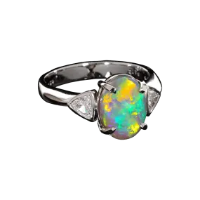 Black Opal, Diamond & Platinum Ring