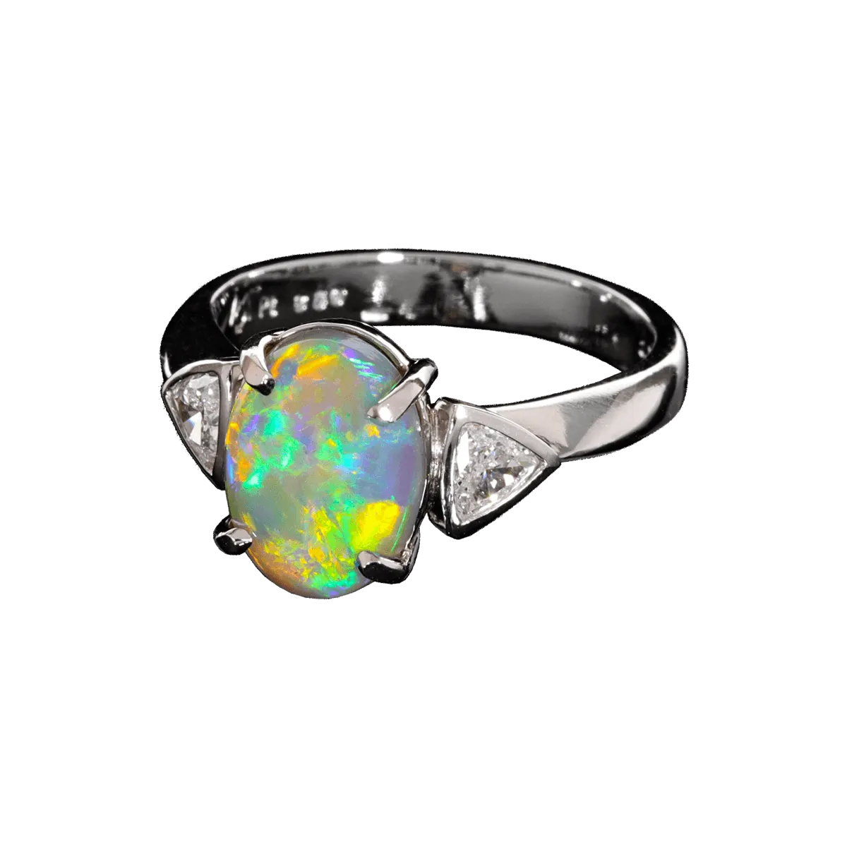 Black Opal, Diamond & Platinum Ring