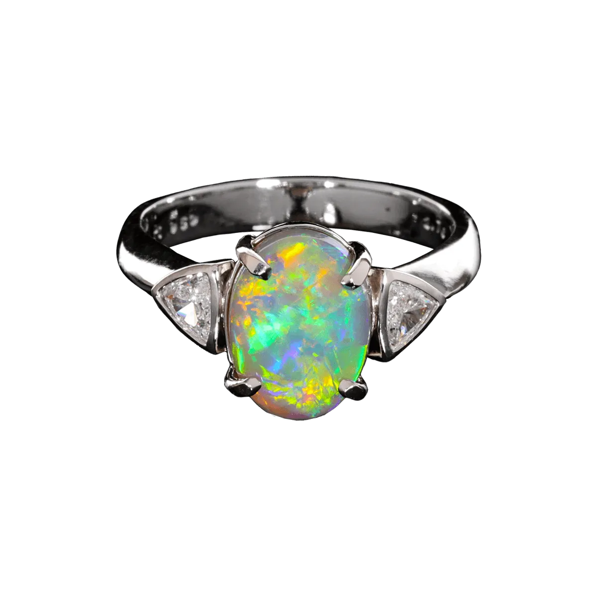 Black Opal, Diamond & Platinum Ring