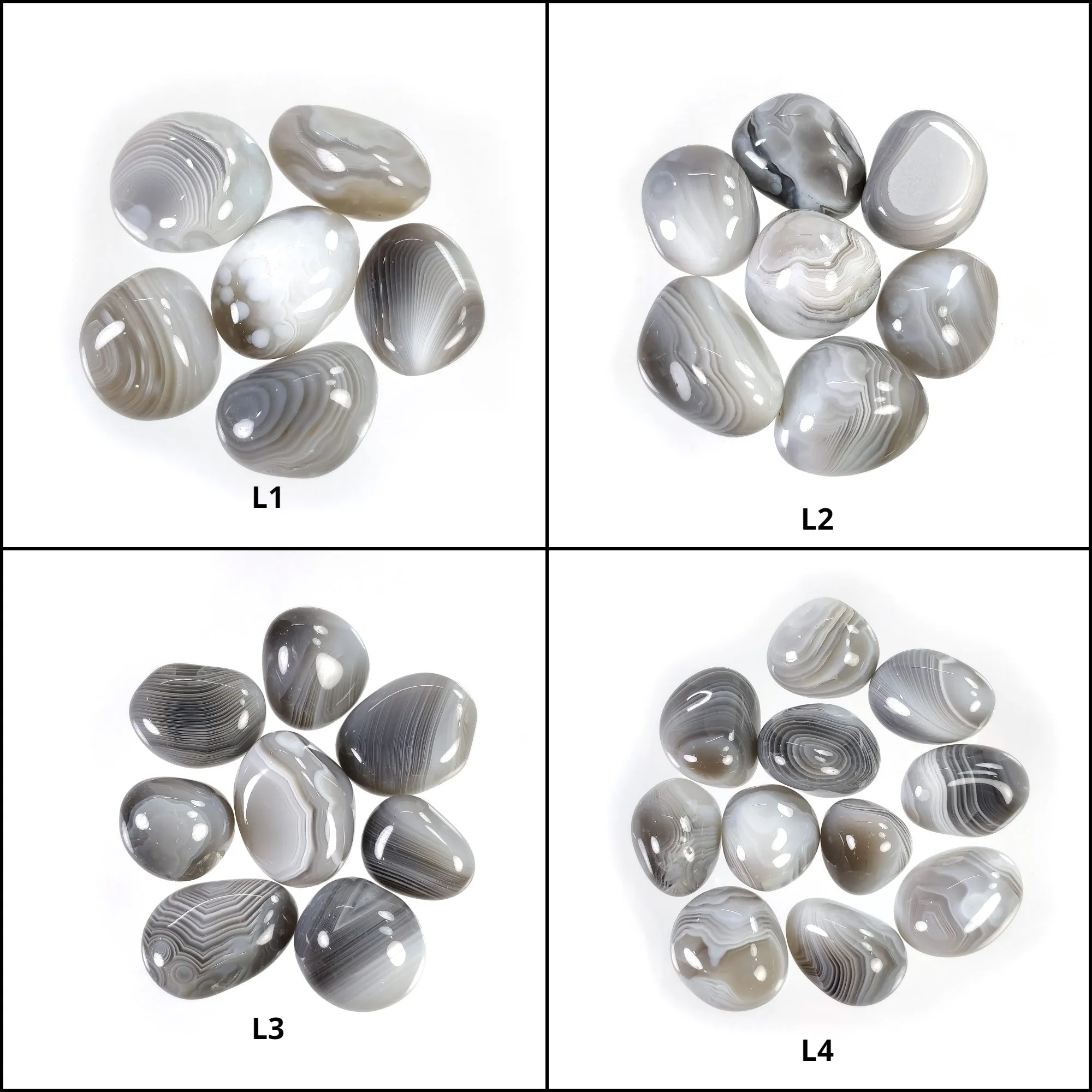 BOTSWANA AGATE Gemstone Tumble Cabochon : Natural Untreated Striped Bi-Color Agate Uneven Shape 6pcs, 7pcs, 8pcs & 11pcs Lots