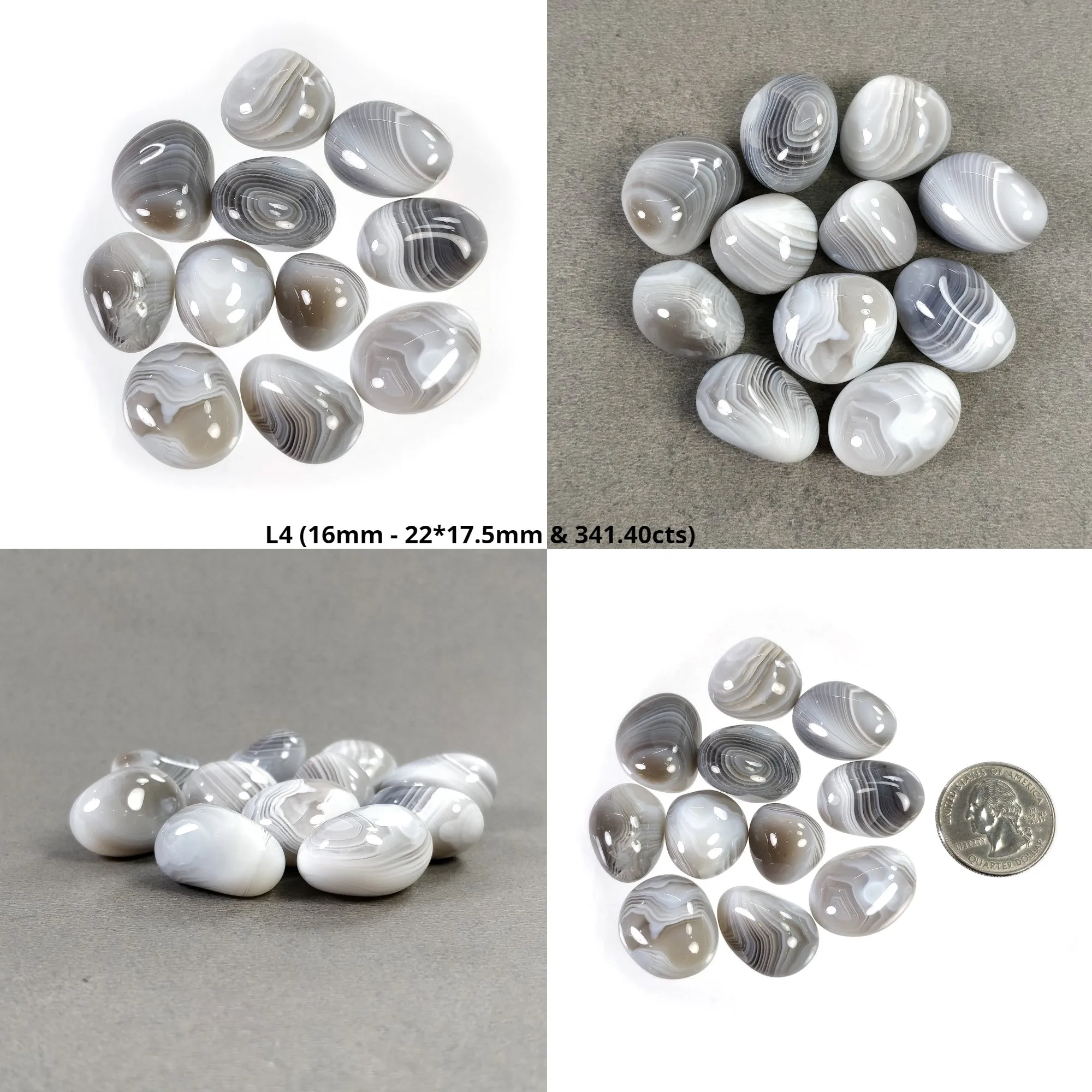 BOTSWANA AGATE Gemstone Tumble Cabochon : Natural Untreated Striped Bi-Color Agate Uneven Shape 6pcs, 7pcs, 8pcs & 11pcs Lots