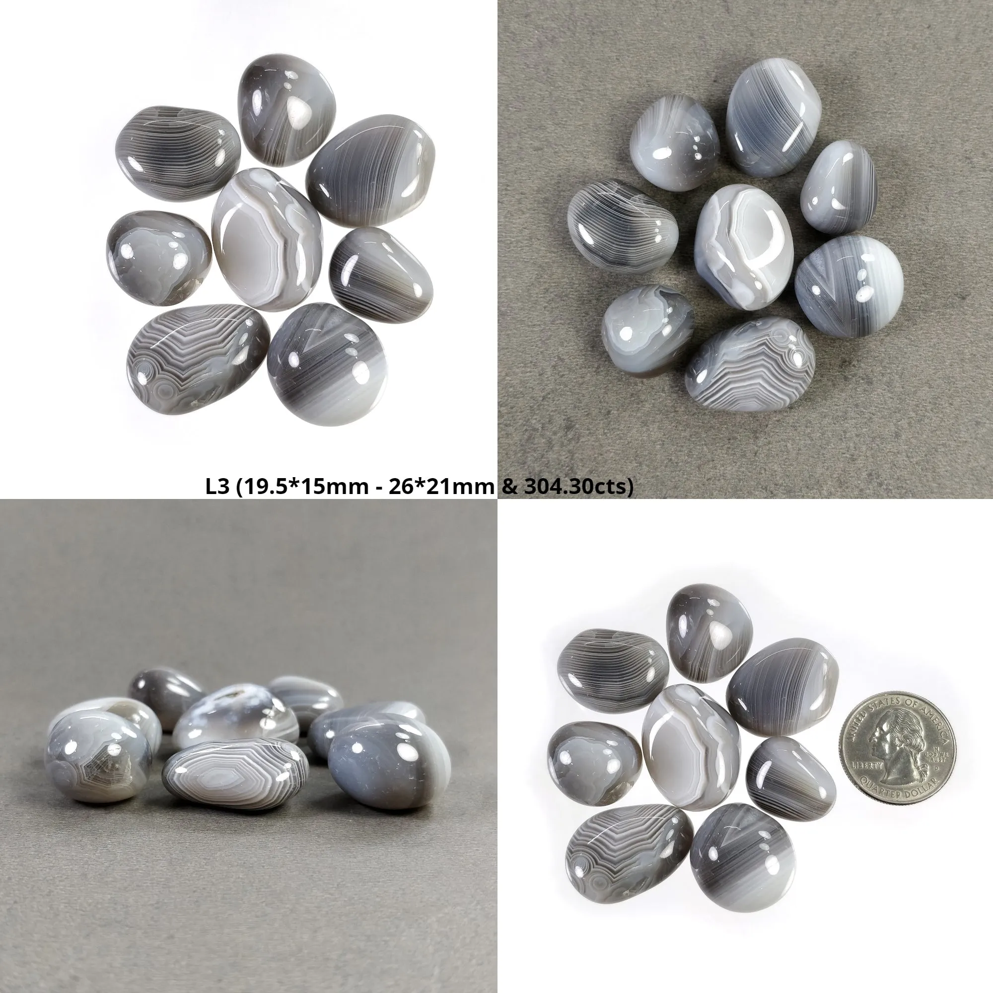 BOTSWANA AGATE Gemstone Tumble Cabochon : Natural Untreated Striped Bi-Color Agate Uneven Shape 6pcs, 7pcs, 8pcs & 11pcs Lots