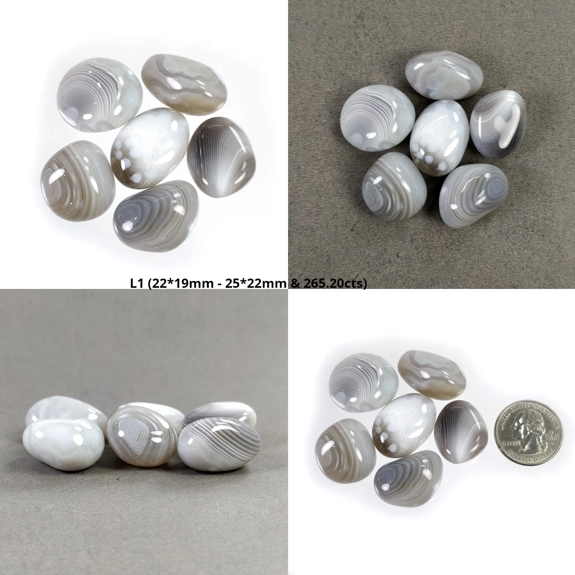 BOTSWANA AGATE Gemstone Tumble Cabochon : Natural Untreated Striped Bi-Color Agate Uneven Shape 6pcs, 7pcs, 8pcs & 11pcs Lots