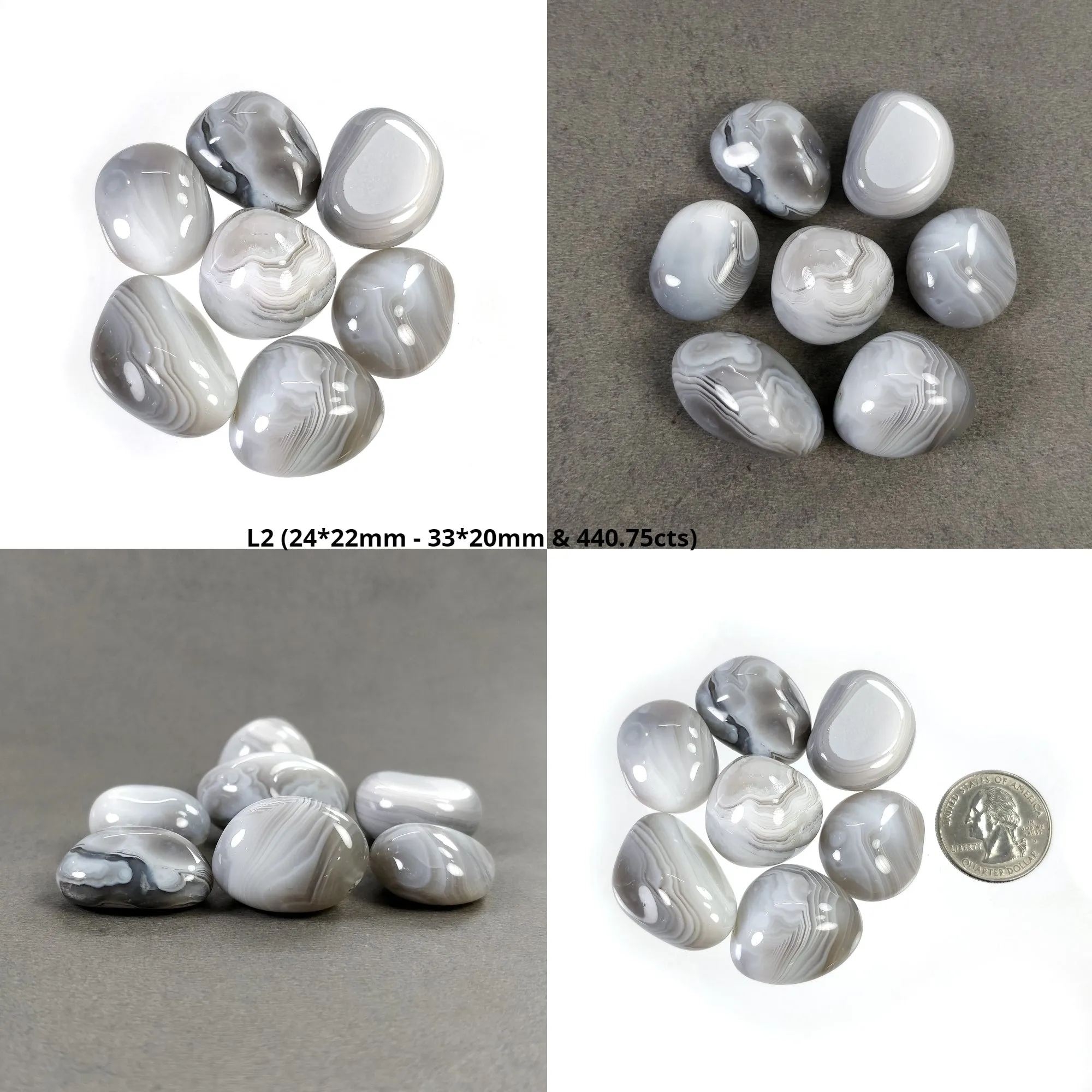 BOTSWANA AGATE Gemstone Tumble Cabochon : Natural Untreated Striped Bi-Color Agate Uneven Shape 6pcs, 7pcs, 8pcs & 11pcs Lots