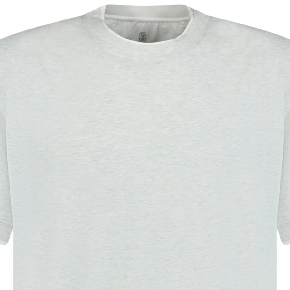 BRUNELLO CUCINELLI DOUBLE CREW NECK T-SHIRT GREY & WHITE