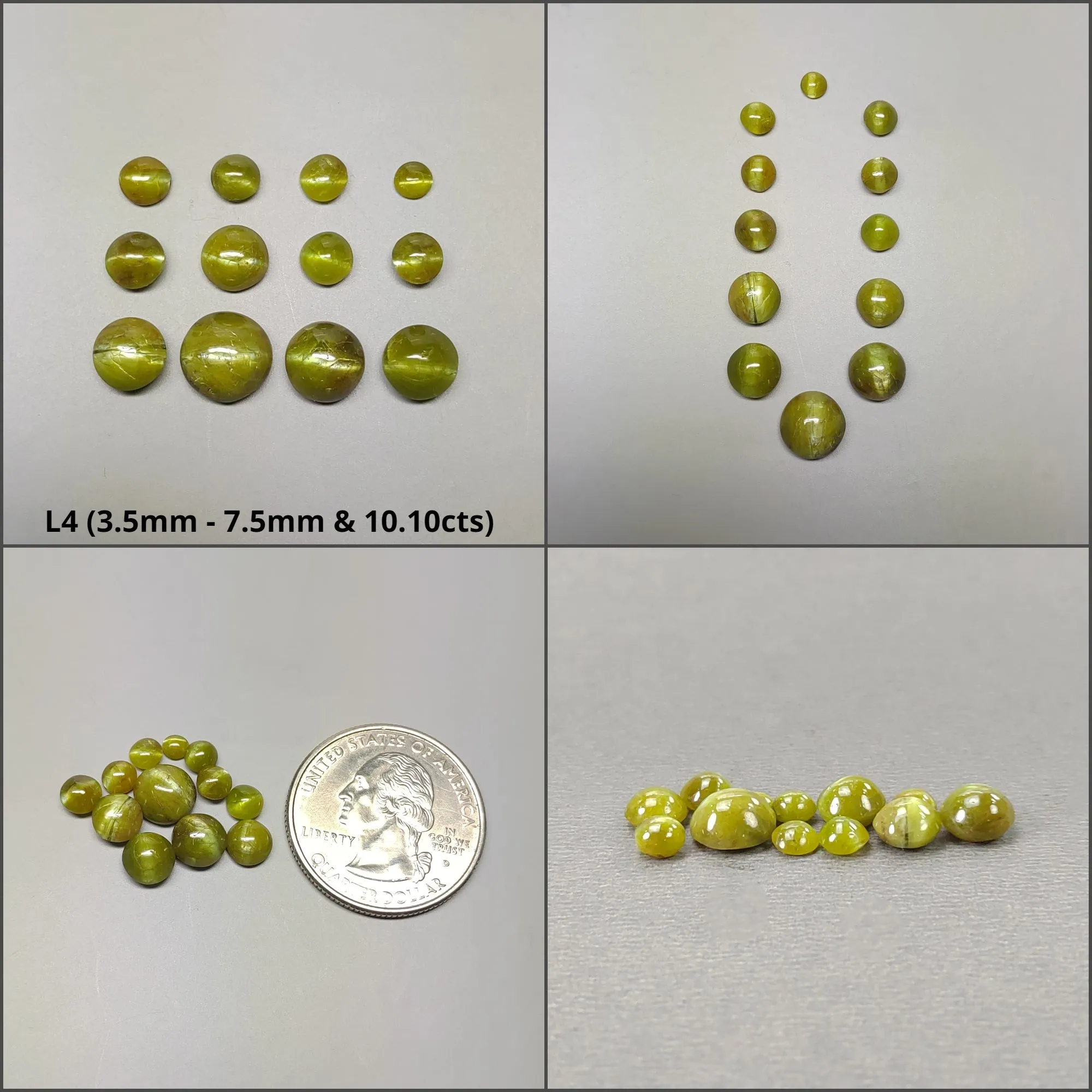 CHRYSOBERYL CAT'S EYE Gemstone Cabochon : Natural Untreated Unheated Cat's Eye Round & Oval Shape Lots