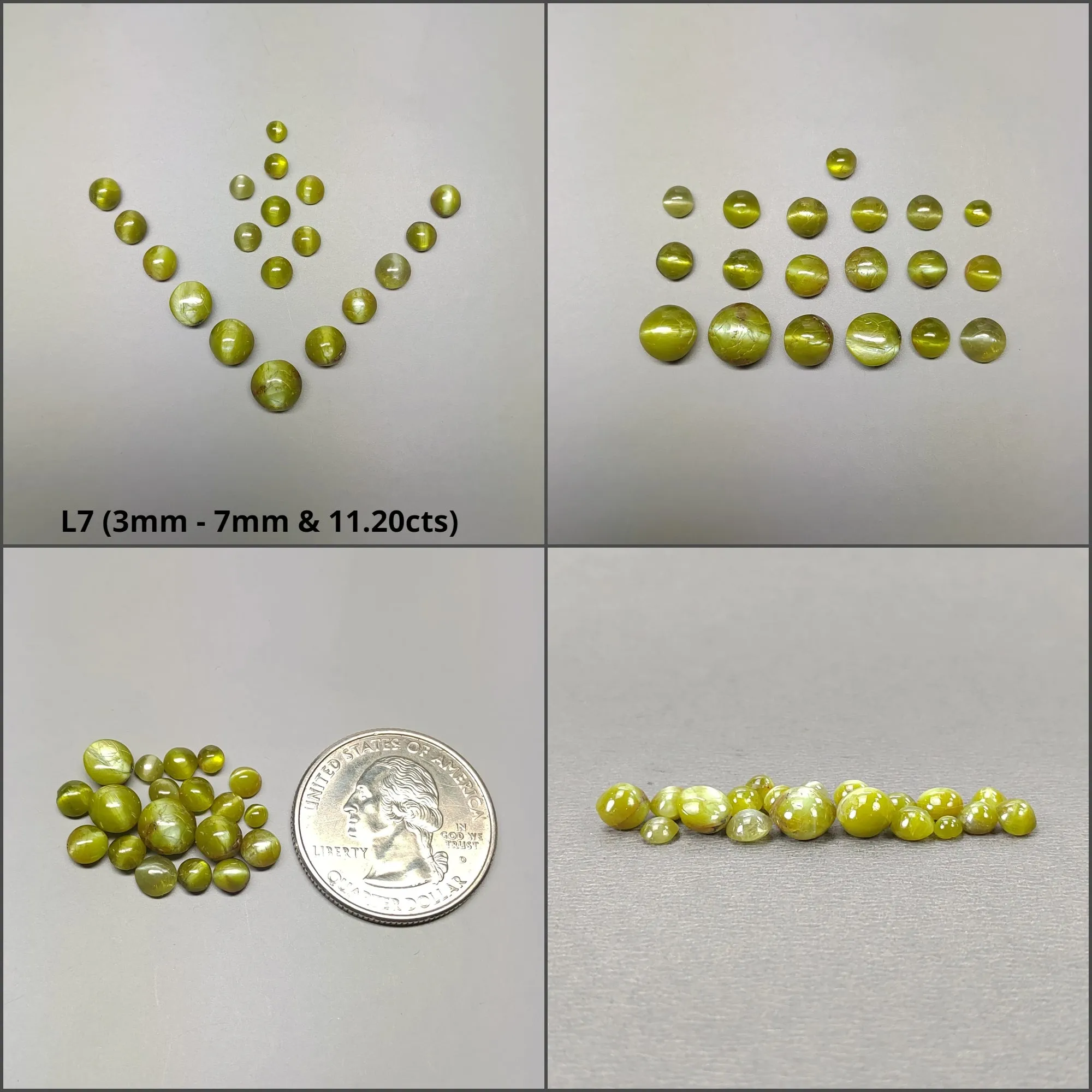 CHRYSOBERYL CAT'S EYE Gemstone Cabochon : Natural Untreated Unheated Cat's Eye Round & Oval Shape Lots