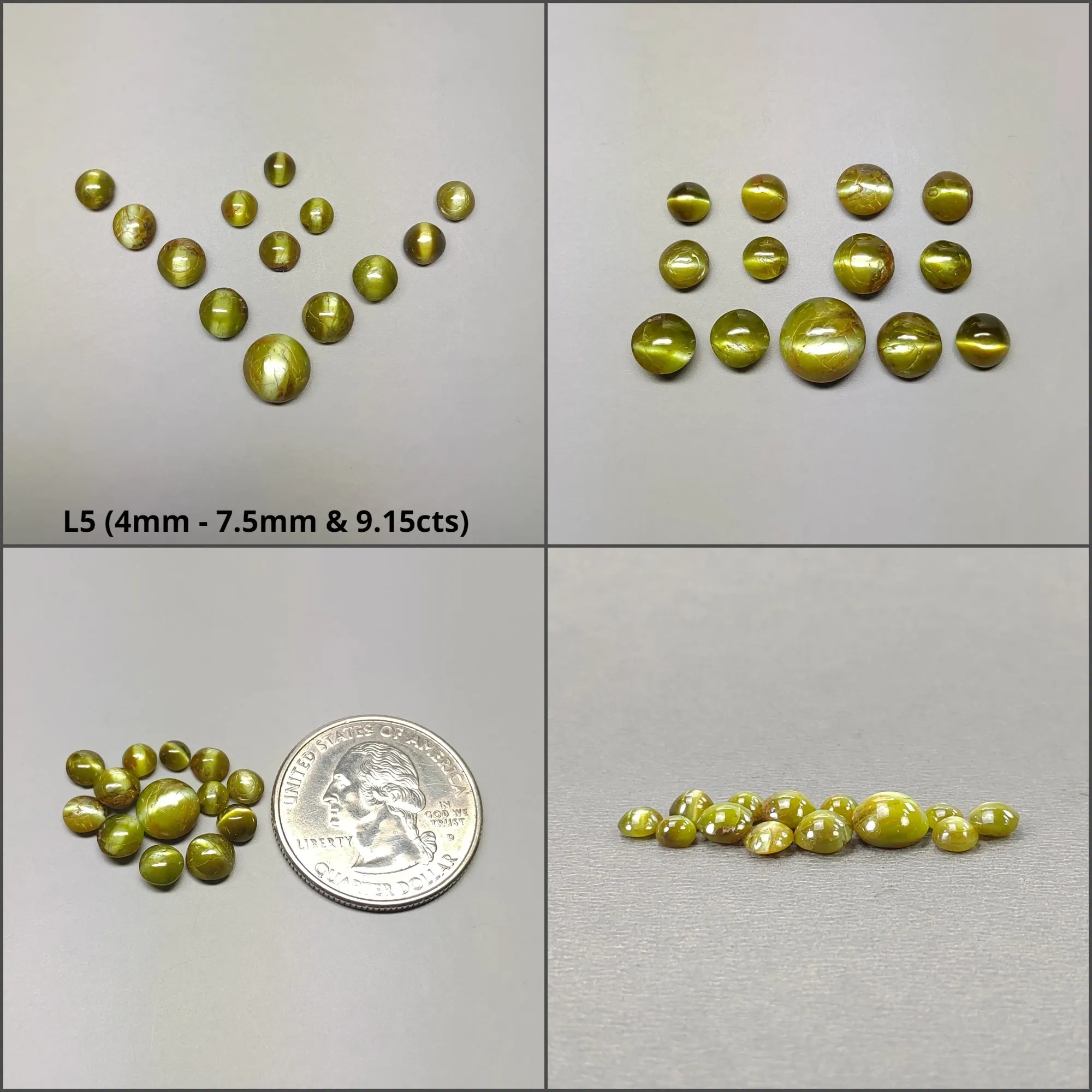 CHRYSOBERYL CAT'S EYE Gemstone Cabochon : Natural Untreated Unheated Cat's Eye Round & Oval Shape Lots