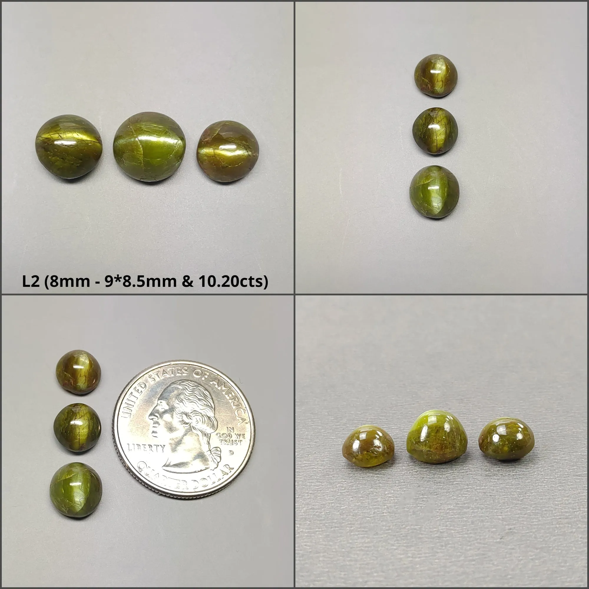 CHRYSOBERYL CAT'S EYE Gemstone Cabochon : Natural Untreated Unheated Cat's Eye Round & Oval Shape Lots