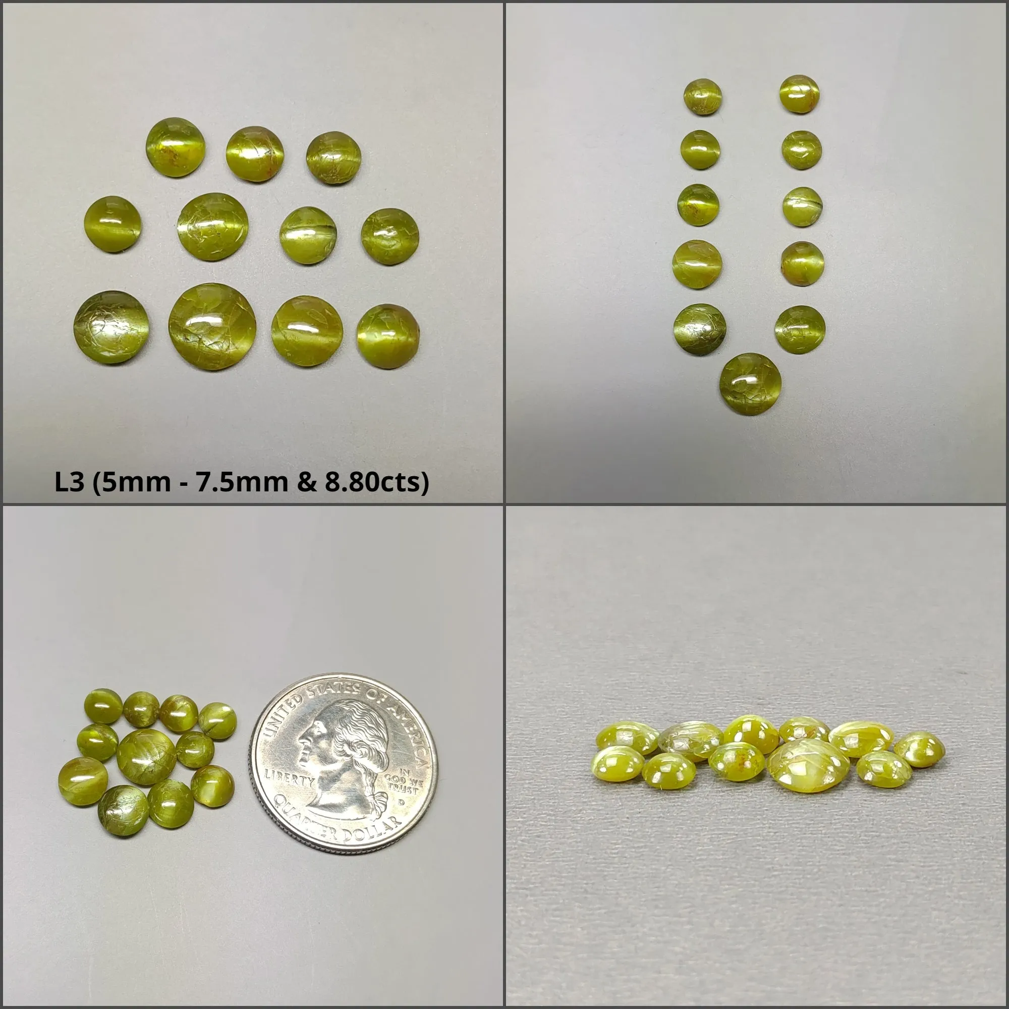 CHRYSOBERYL CAT'S EYE Gemstone Cabochon : Natural Untreated Unheated Cat's Eye Round & Oval Shape Lots