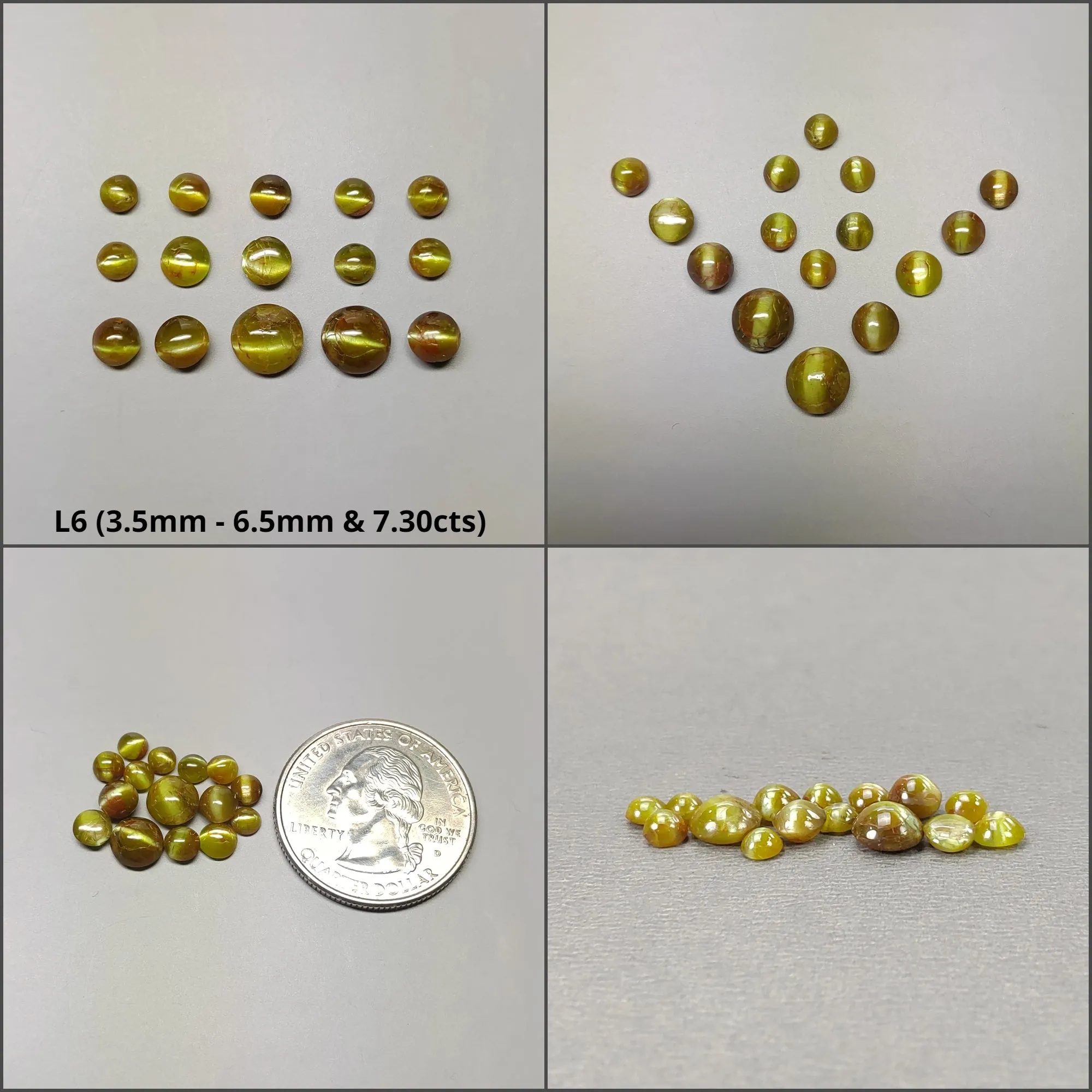 CHRYSOBERYL CAT'S EYE Gemstone Cabochon : Natural Untreated Unheated Cat's Eye Round & Oval Shape Lots