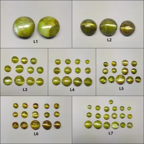 CHRYSOBERYL CAT'S EYE Gemstone Cabochon : Natural Untreated Unheated Cat's Eye Round & Oval Shape Lots