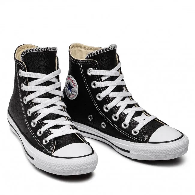 Converse Chuck Taylor Pelle Nero Bianco Alta 132170C