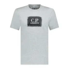 CP COMPANY STITCH LOGO PRINT T-SHIRT GREY