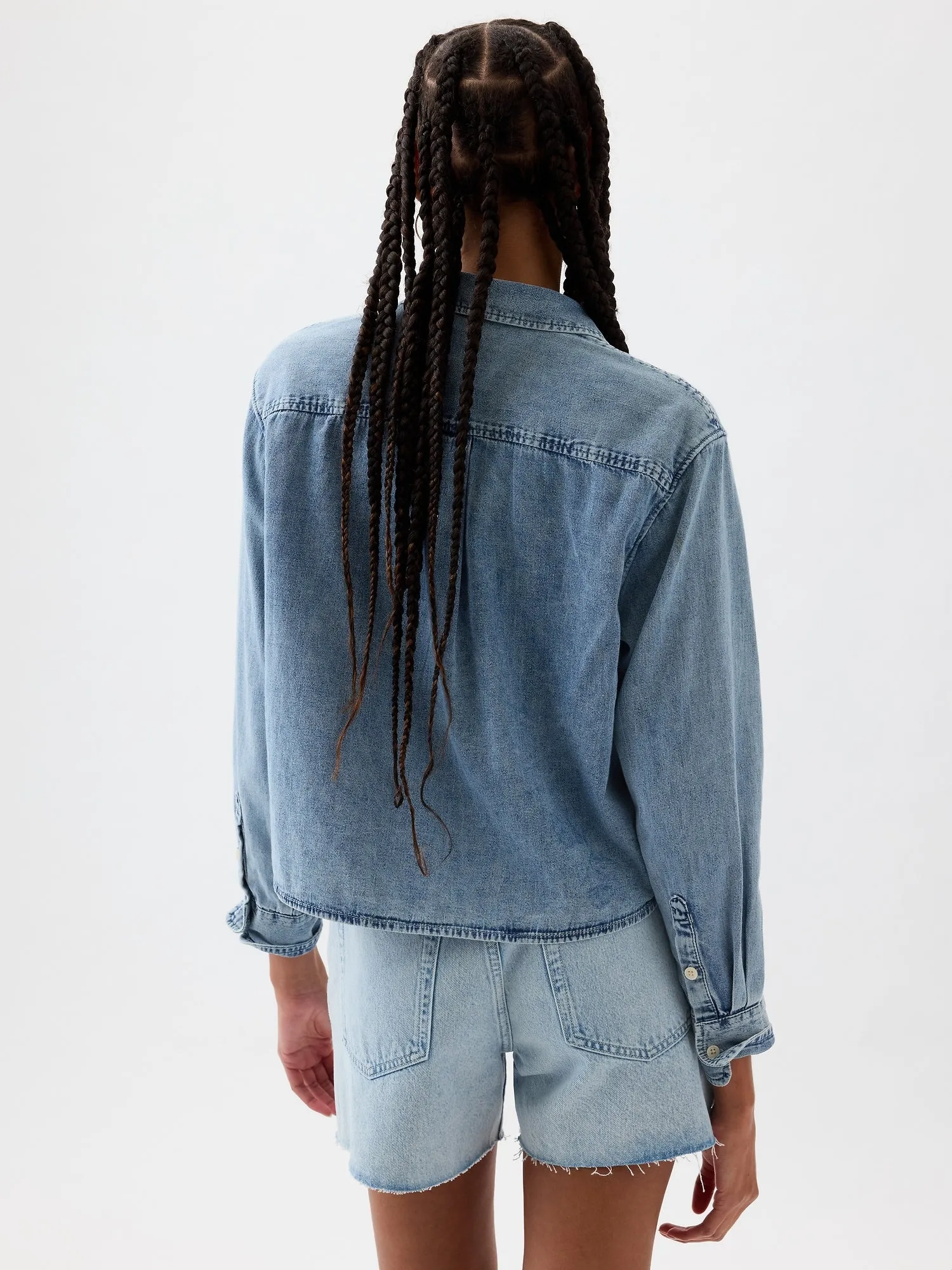 Cropped Denim Shirt with Washwell