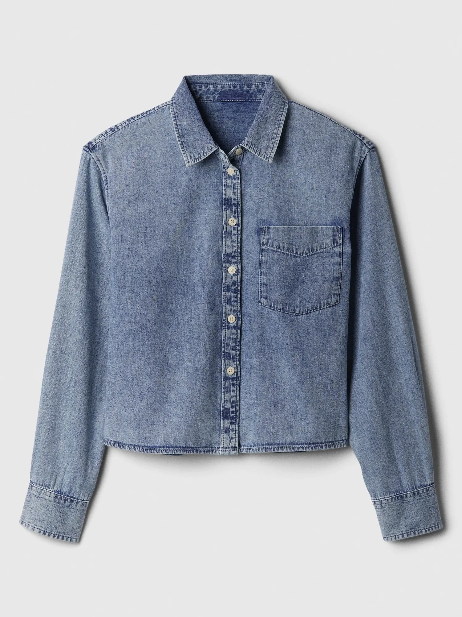 Cropped Denim Shirt with Washwell