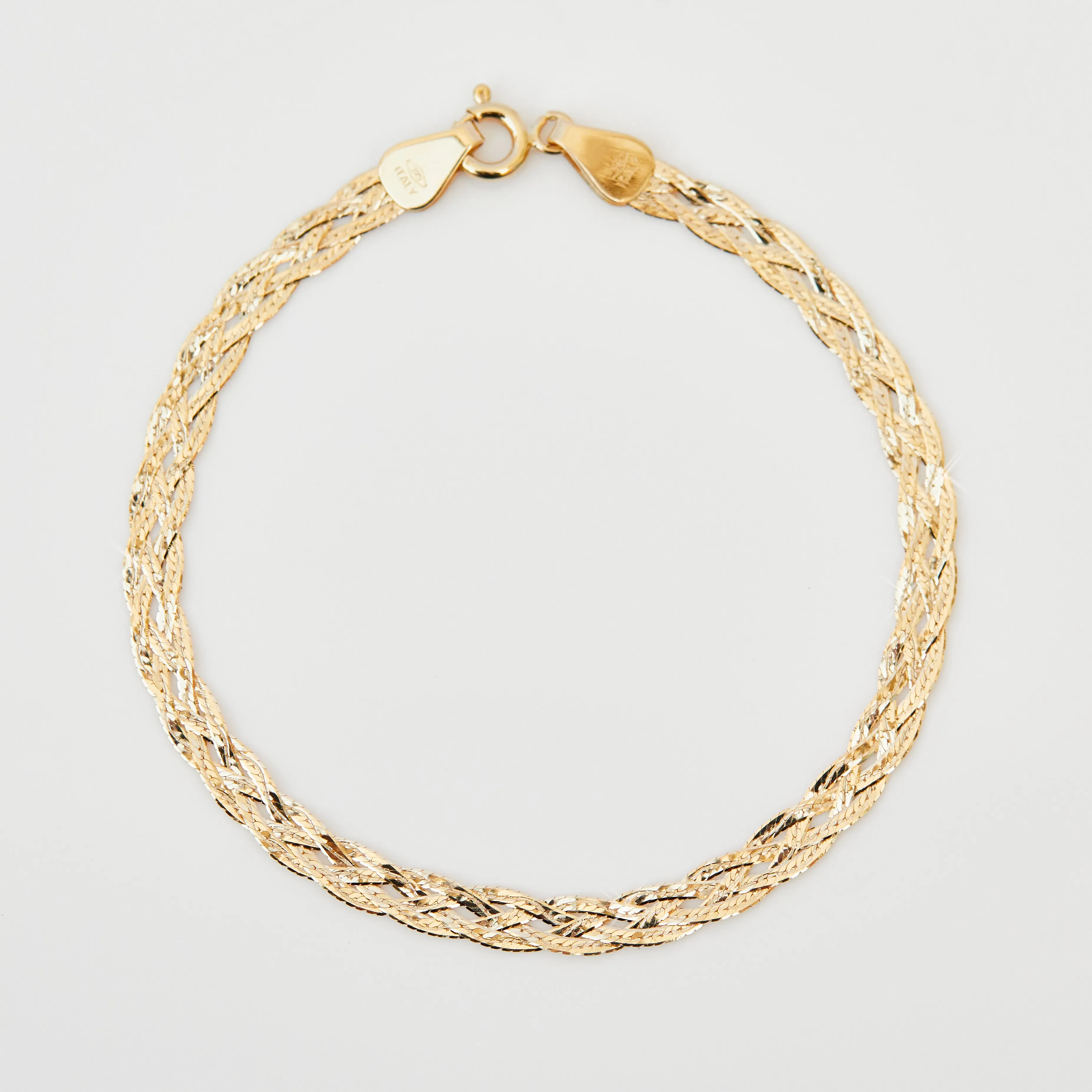 Diamond Cut Braid Chain Bracelet