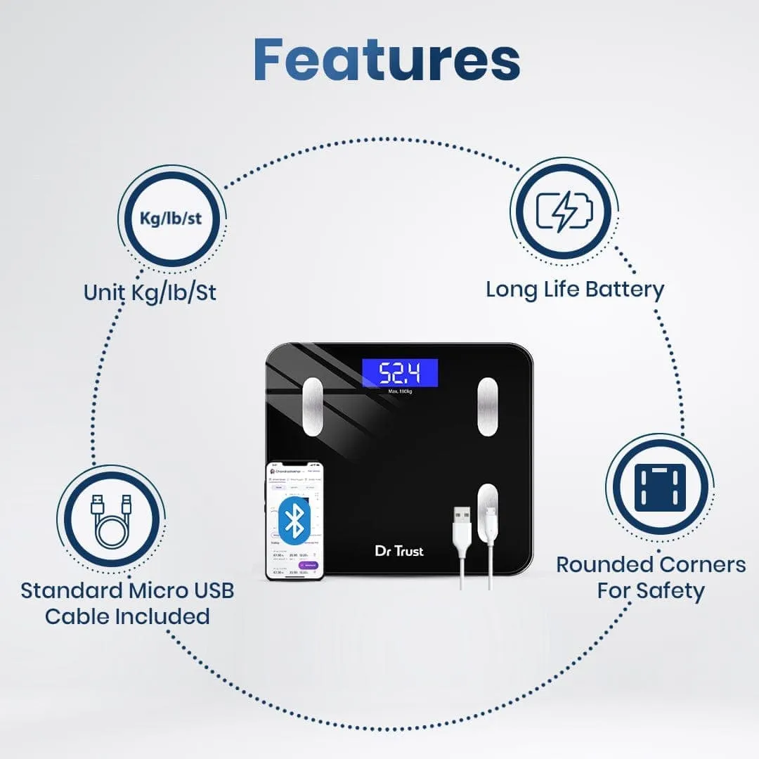 Dr Trust USA Smart Body Fat and Body Composition Scale Analyser 2.0 for Body Weight 509