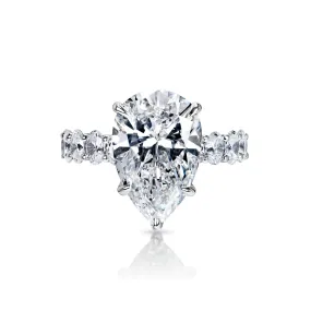 Ellianna 8 Carat H Internally Flawless Pear Shape Diamond Engagement Ring in 18k White Gold By Mike Nekta. GIA Certified