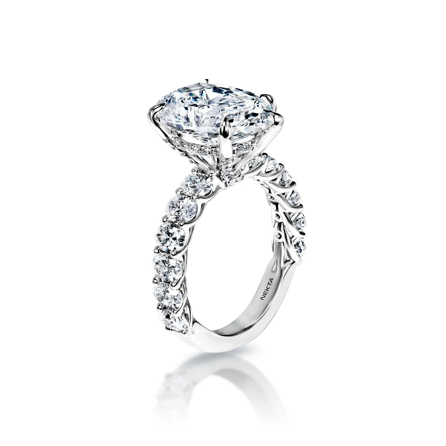 Ellianna 8 Carat H Internally Flawless Pear Shape Diamond Engagement Ring in 18k White Gold By Mike Nekta. GIA Certified