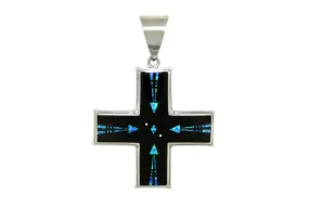 Fancy Cut Black Beauty Cross Pendant