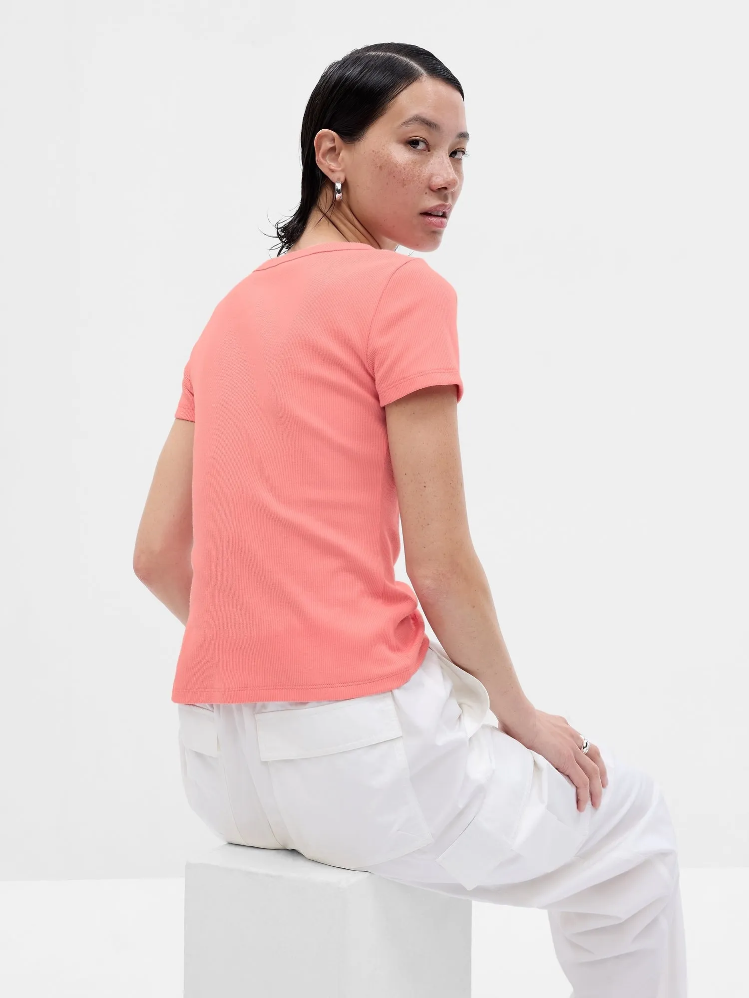 Fitted Ribbed T-Shirt