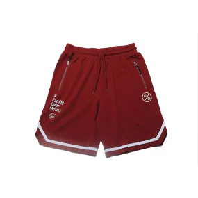 Fly Supply Family Over Money Pique Shorts in Burgundy