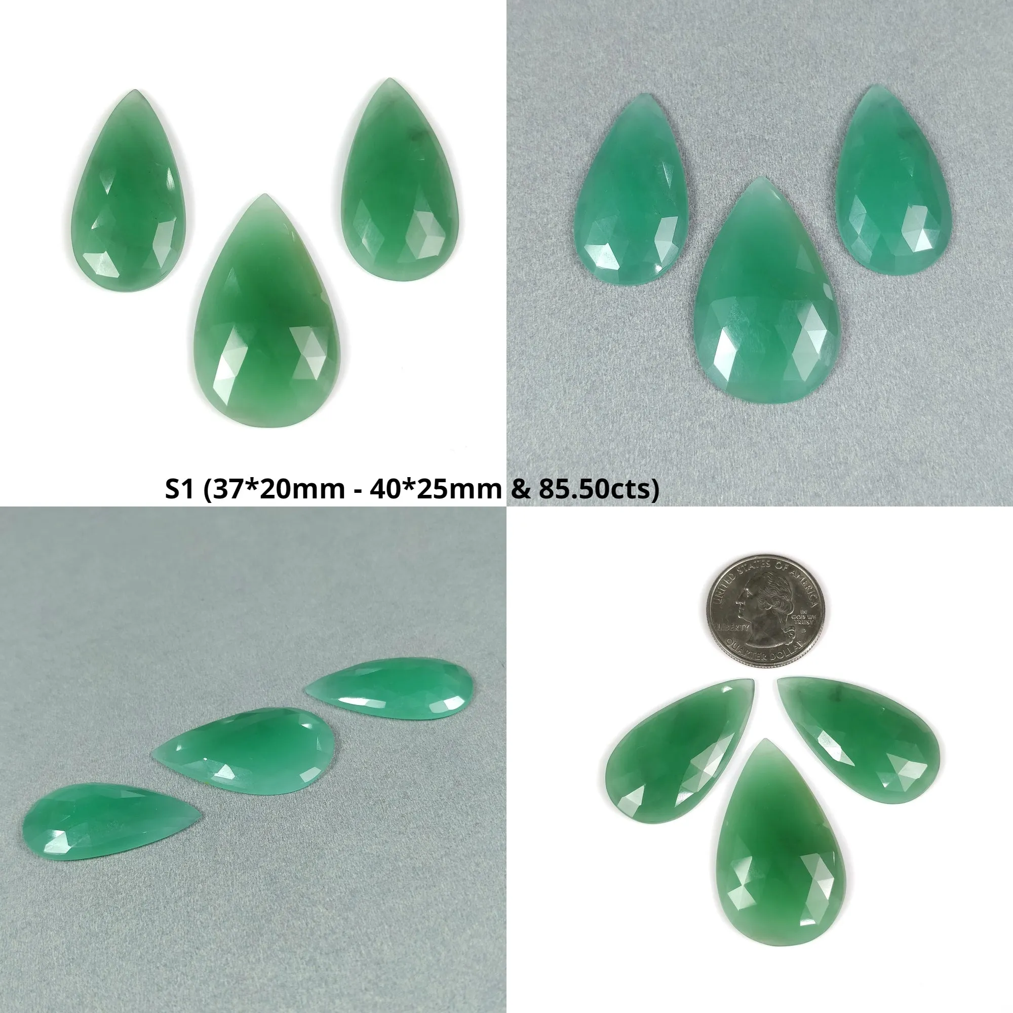 GREEN QUARTZITE Gemstone Rose Cut : Natural Untreated Unheated Quartzite Pear Oval Cushion Shape 3pcs, 4pcs