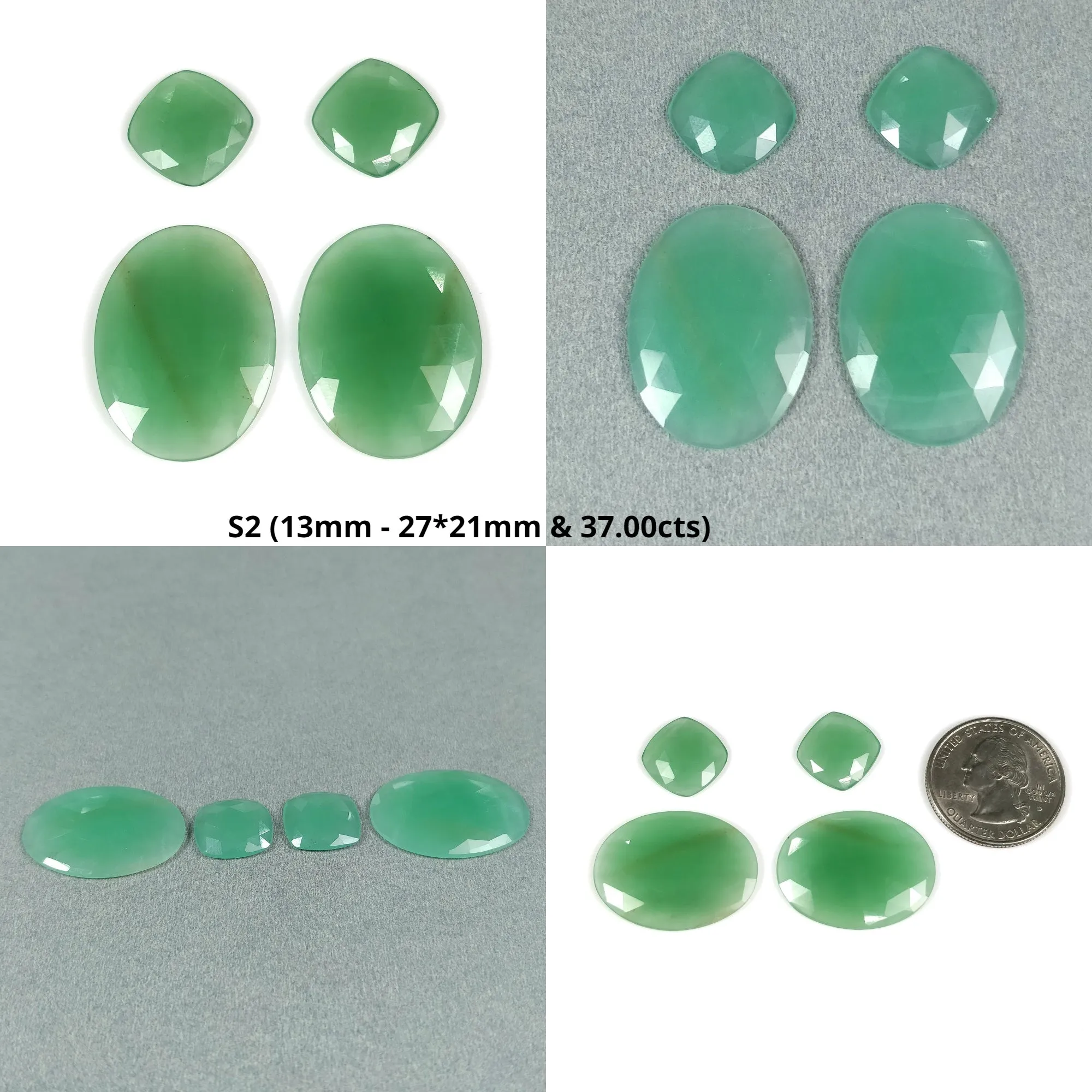 GREEN QUARTZITE Gemstone Rose Cut : Natural Untreated Unheated Quartzite Pear Oval Cushion Shape 3pcs, 4pcs