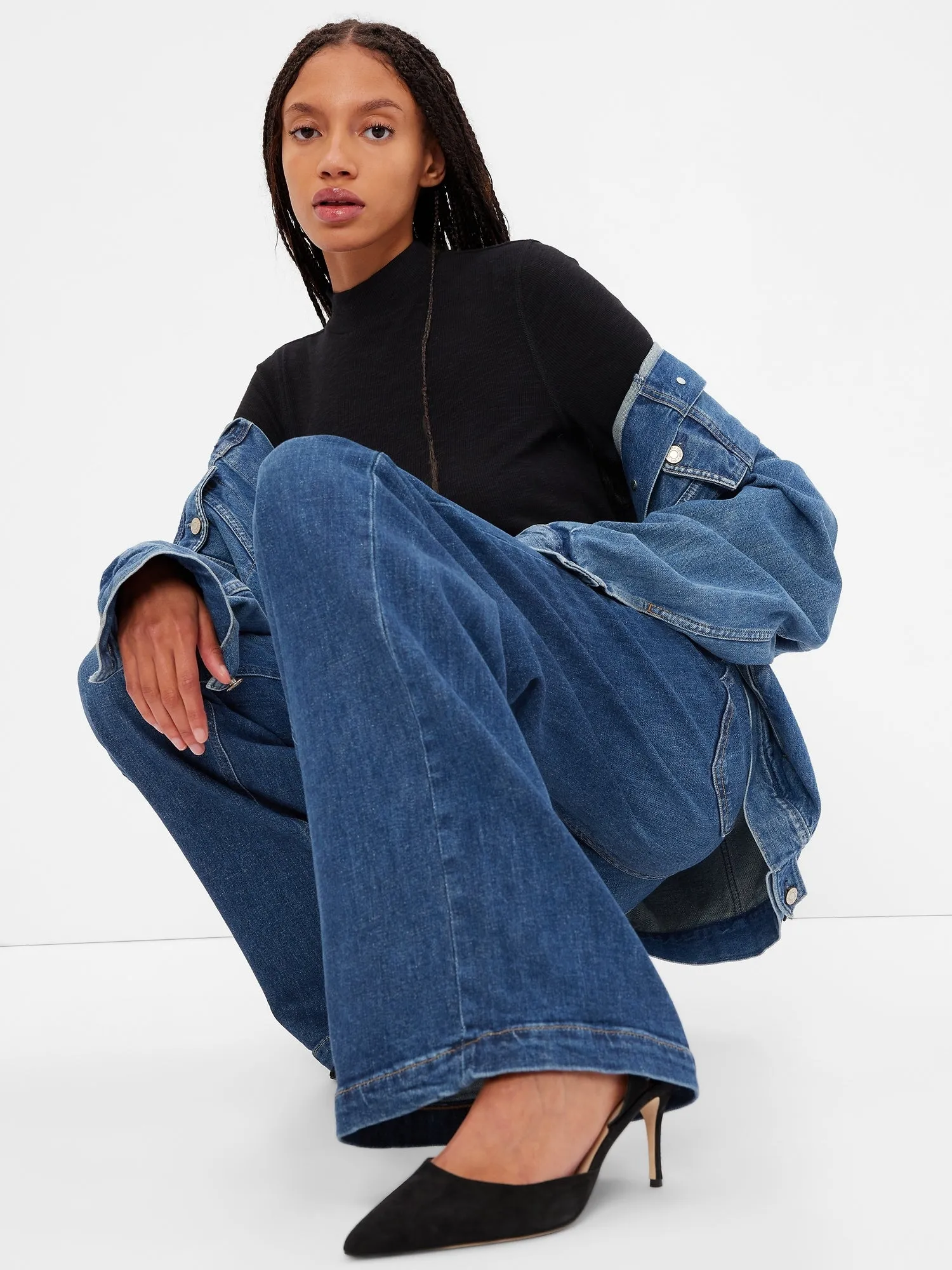 High Rise Stride Wide-Leg Jeans with Washwell