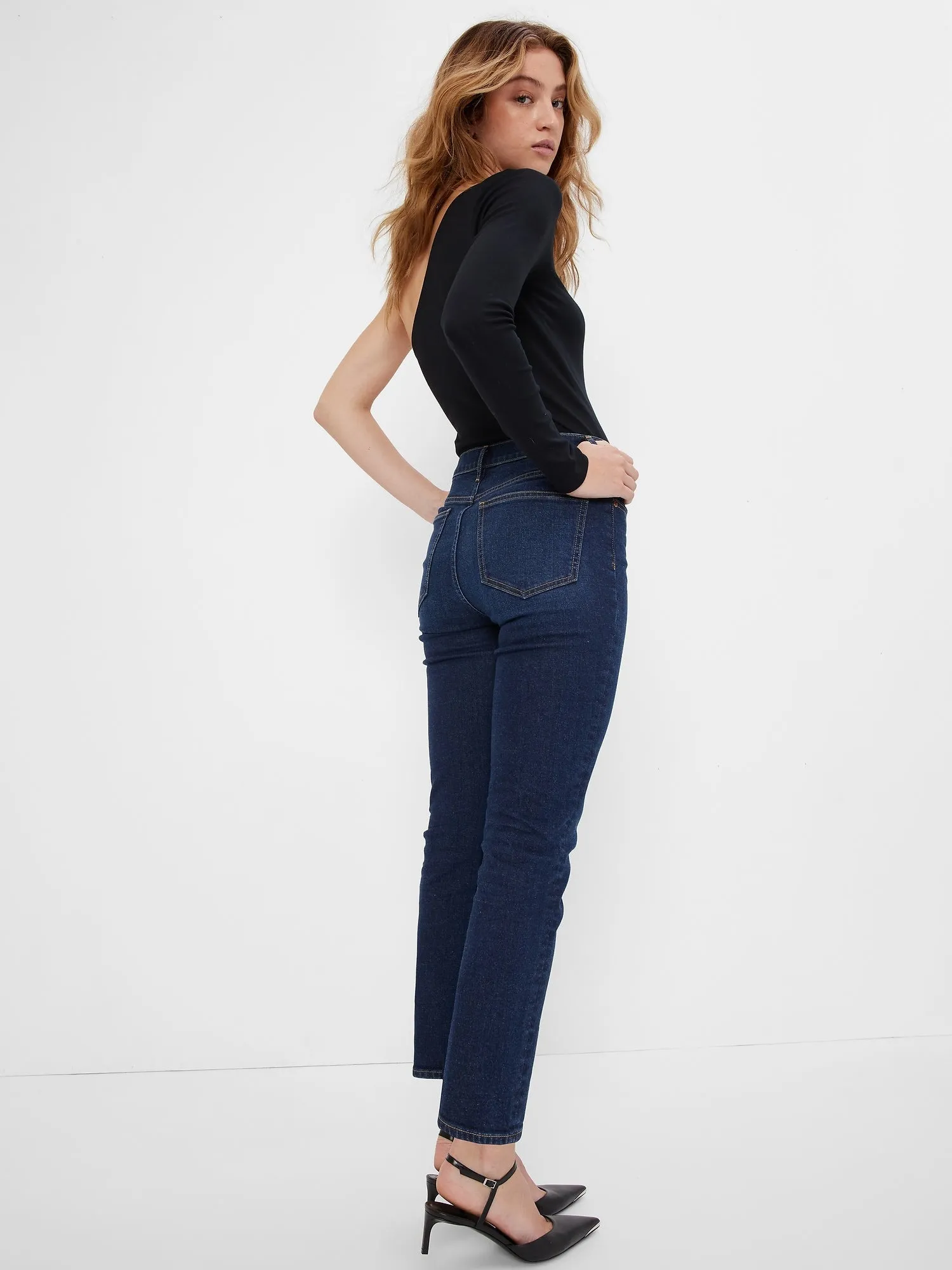 High Rise Vintage Slim Jeans with Washwell