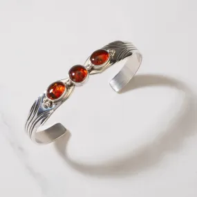 Joe Begay Natural Amber Navajo USA Native American Made 925 Sterling Silver Cuff