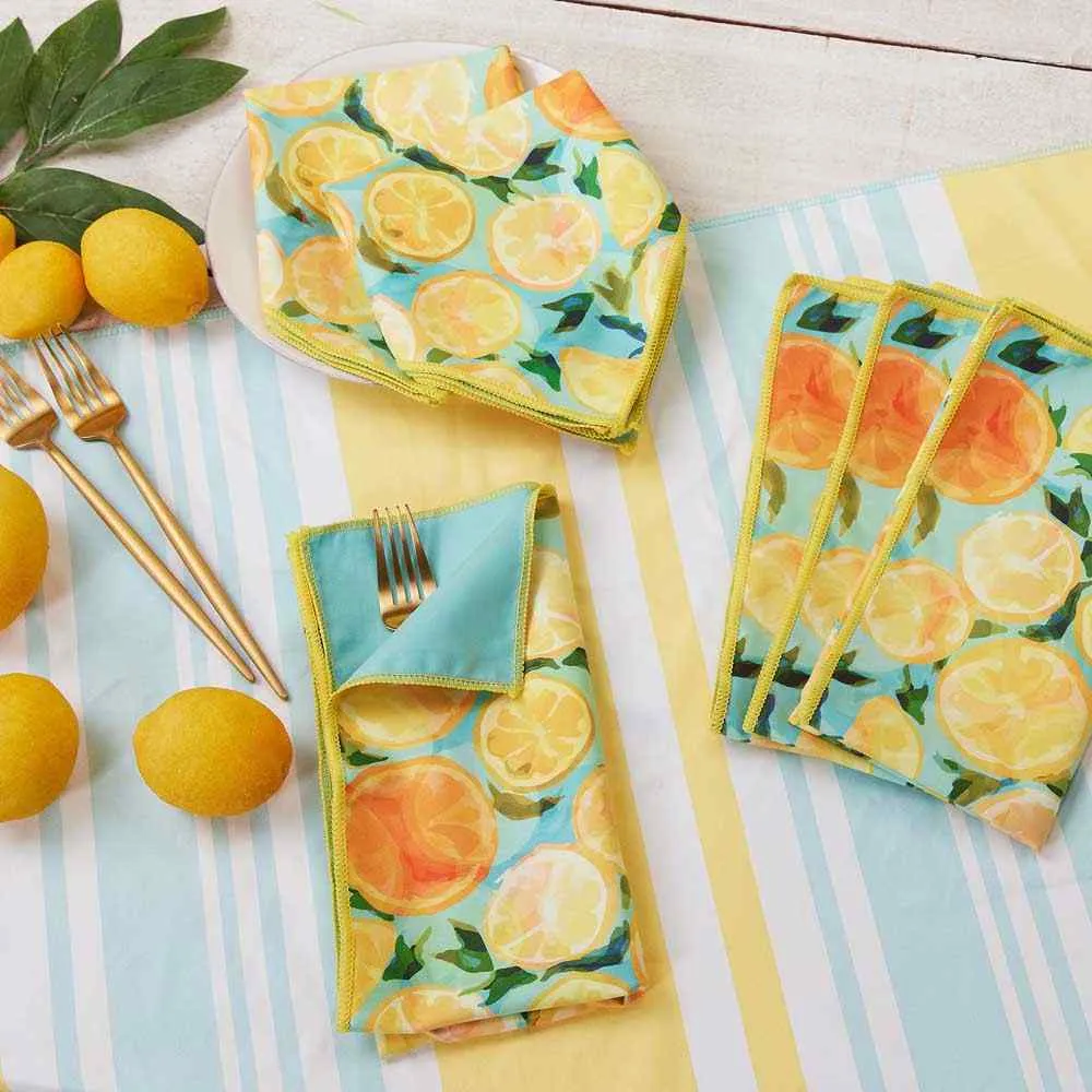 Lemon Slices blu Dinner Napkin