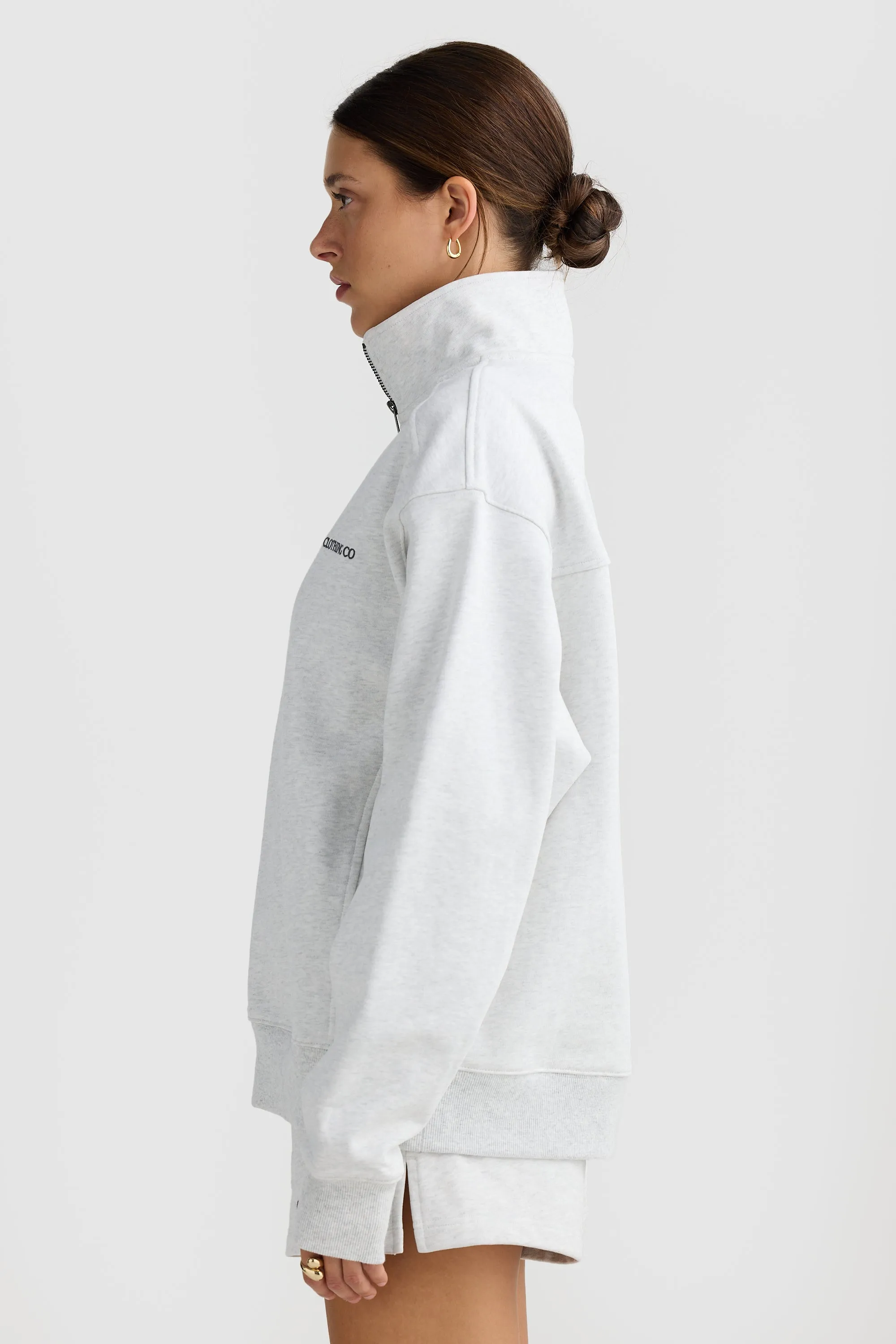 Lena Quarter Zip White Marle