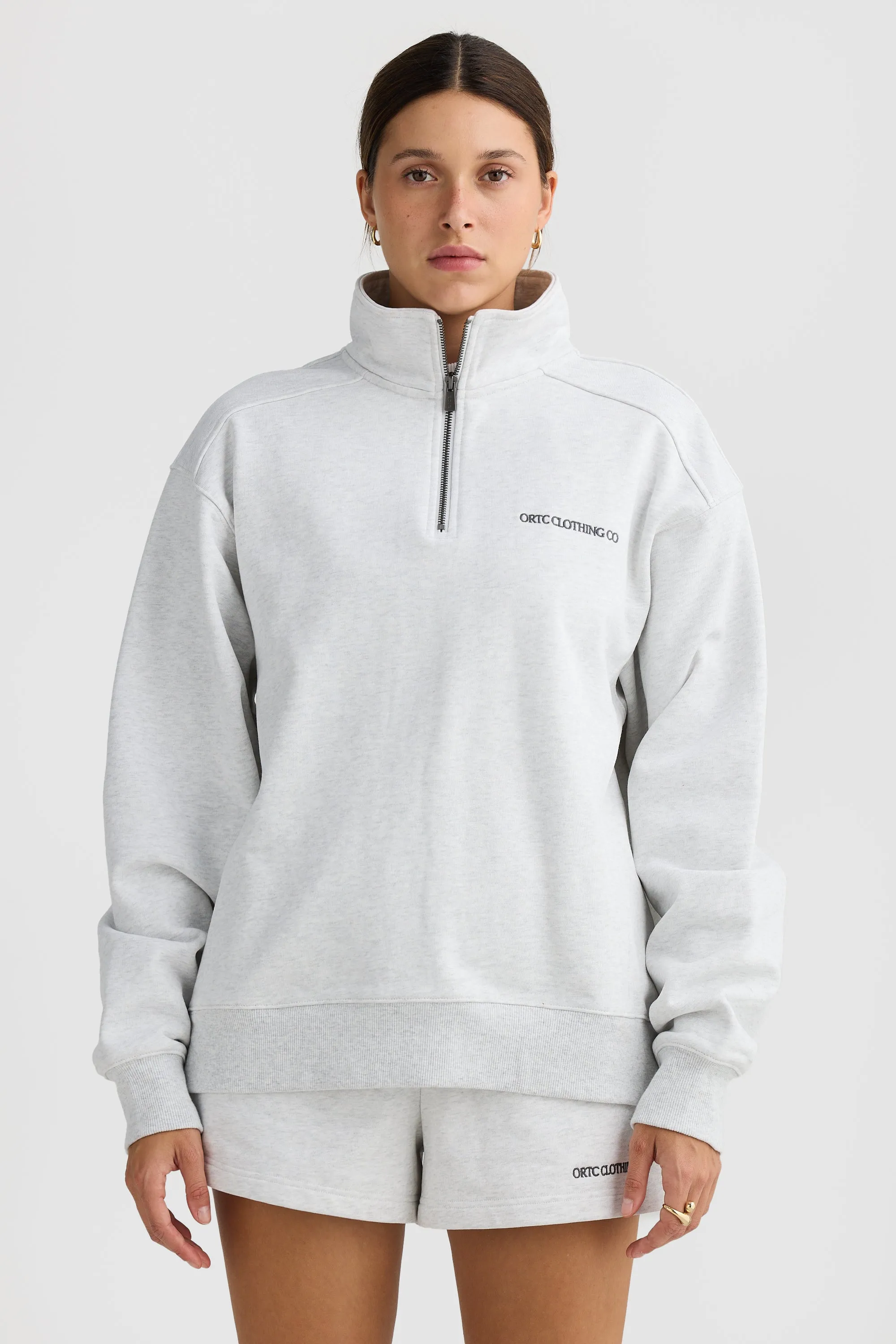 Lena Quarter Zip White Marle