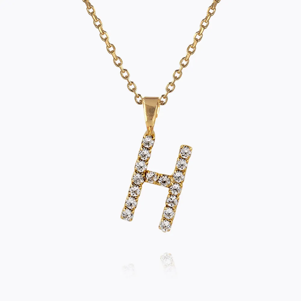 Mini Letter Necklace H / Crystal