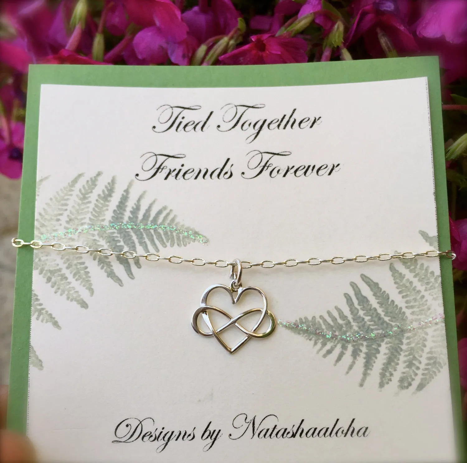 Mom Necklace,  Mother Daughter Jewerly, Heart Infinity Necklace, Tied Together Forever Friends,Bridesmaid Necklace, natashaaloh