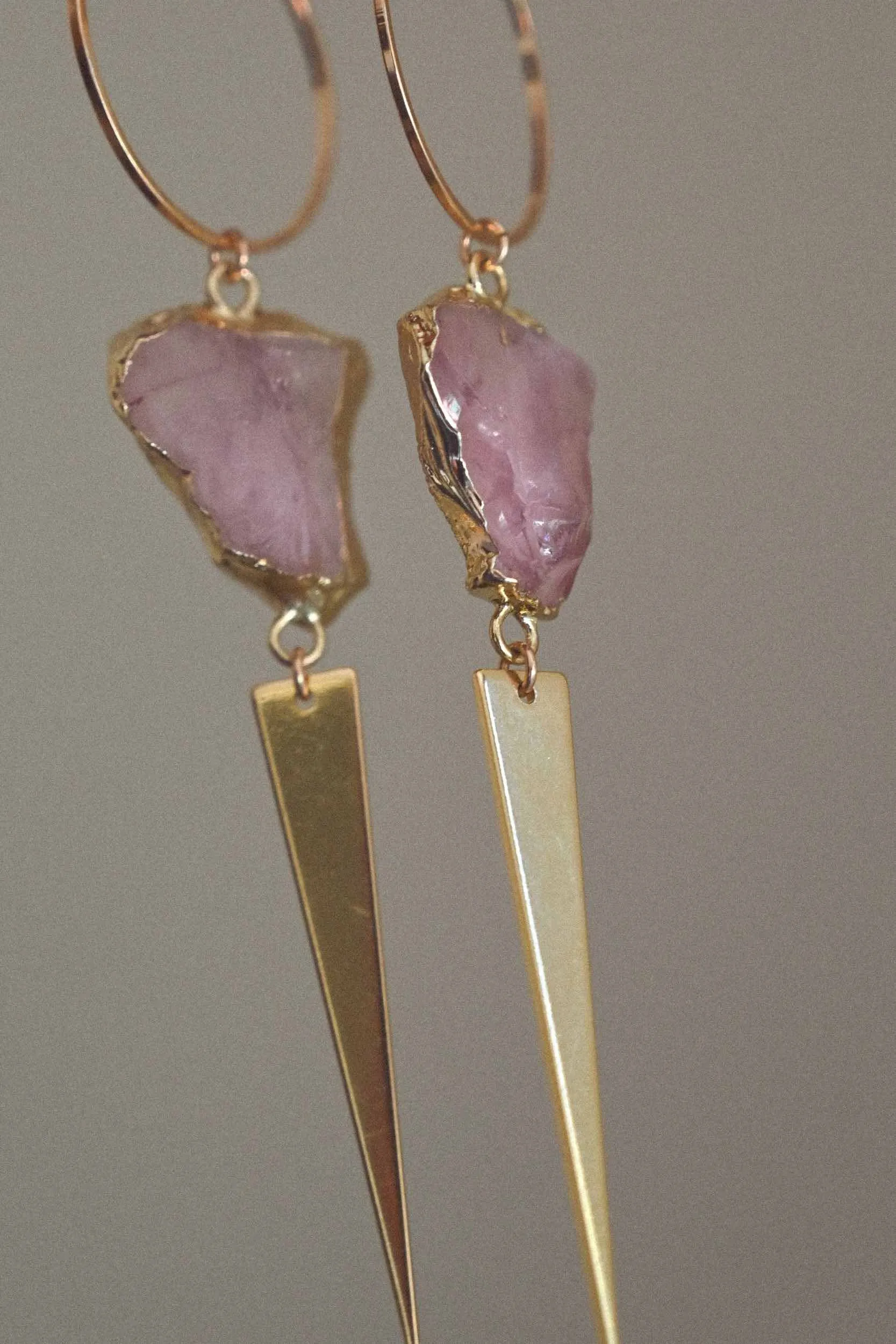 My Fiercest Protector Rose Quartz Gold Earrings