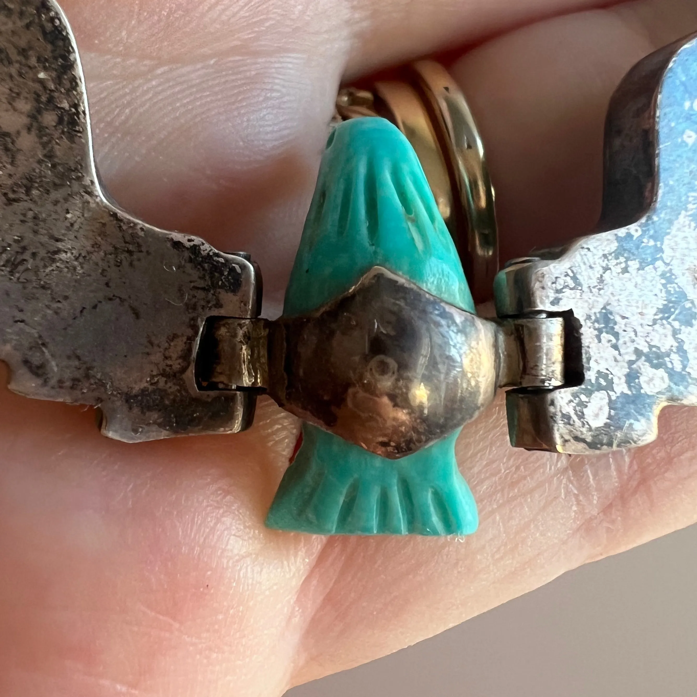 P R E - L O V E D // ready for flight / sterling silver and turquoise artist signed eagle necklace / a necklace