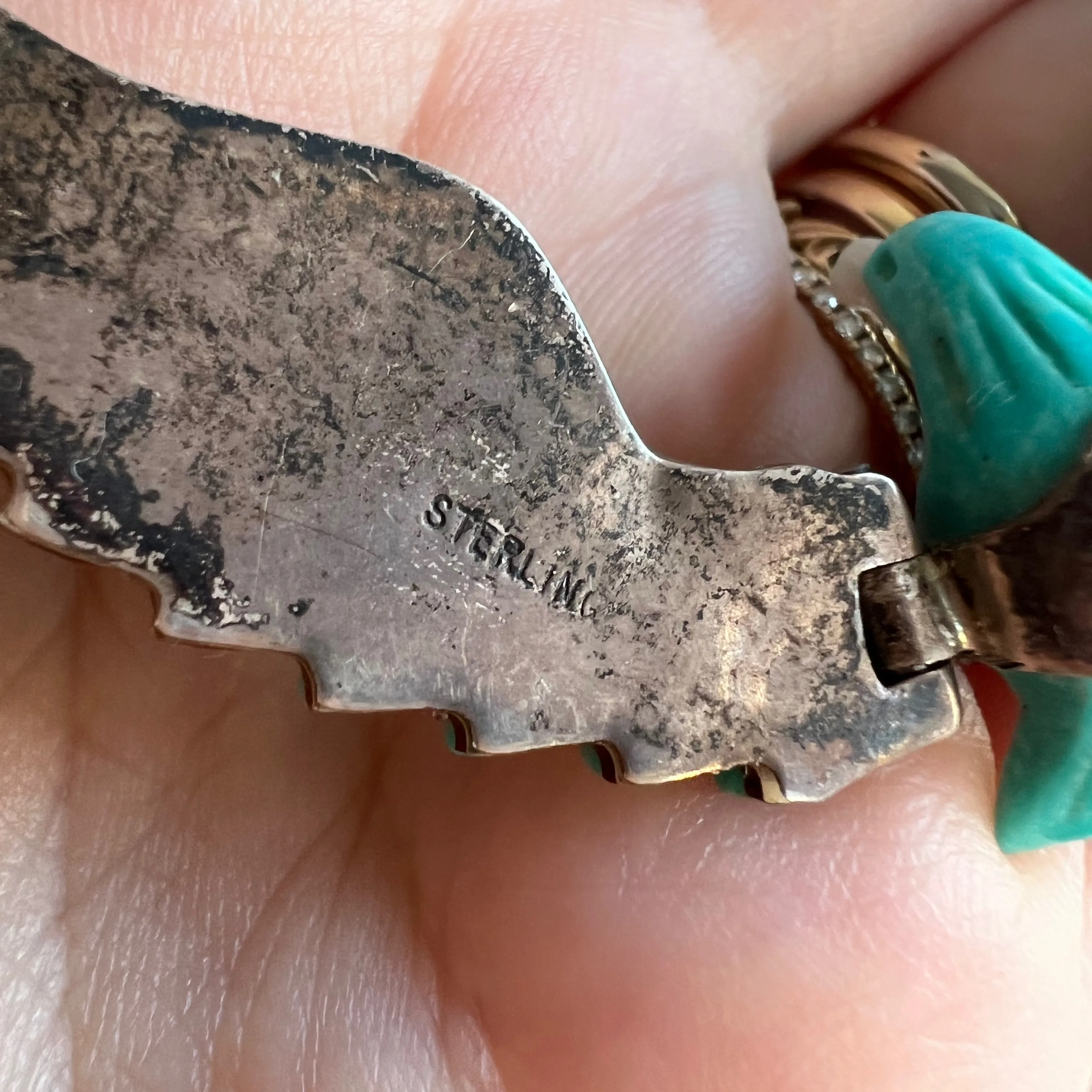 P R E - L O V E D // ready for flight / sterling silver and turquoise artist signed eagle necklace / a necklace