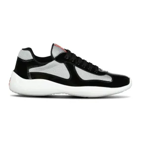 PRADA AMERICAS CUP MESH TRAINERS PATENT BLACK / GREY