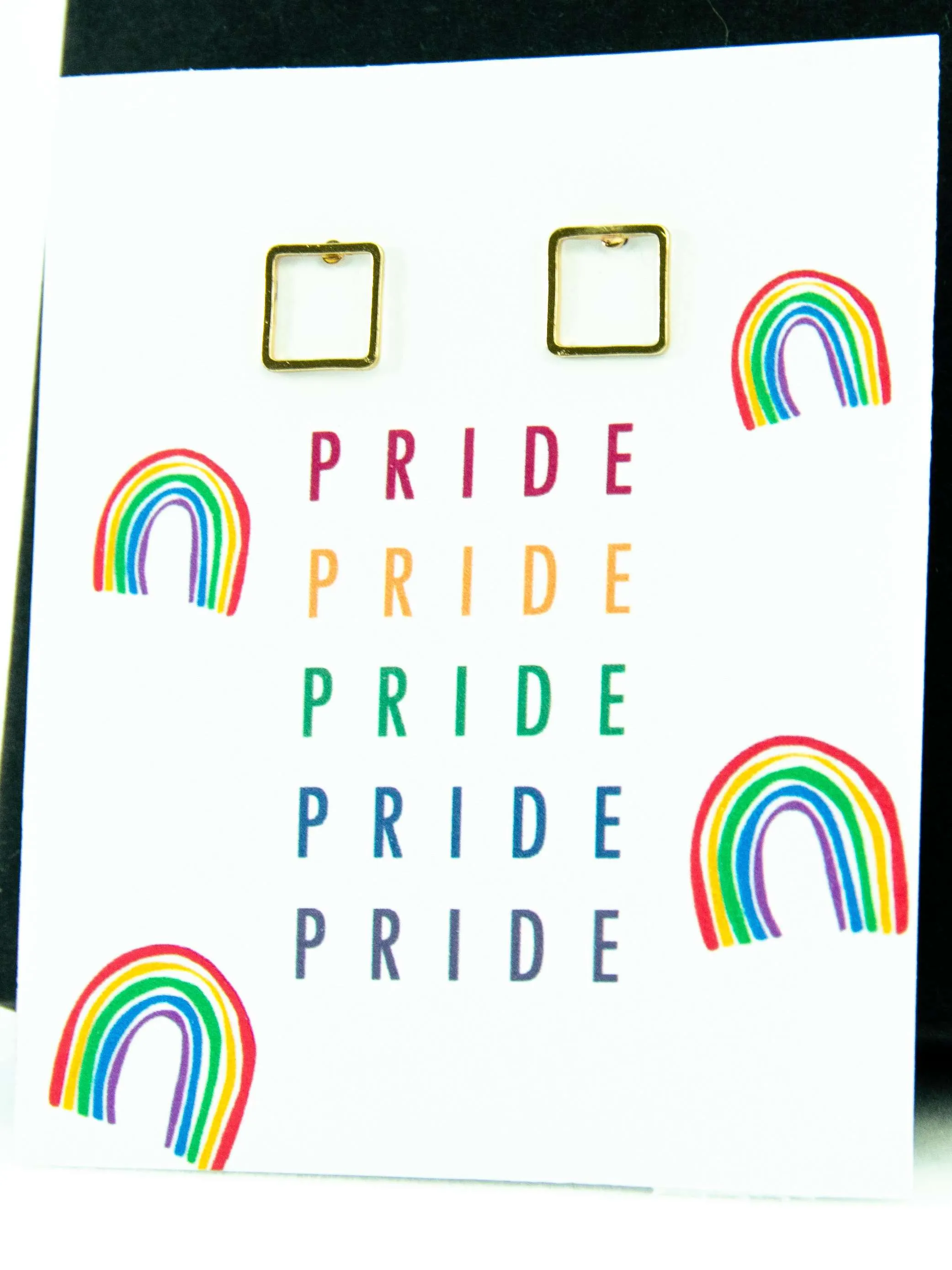 PRIDE LGBTQ  Rainbow Square Stud Earrings Gift