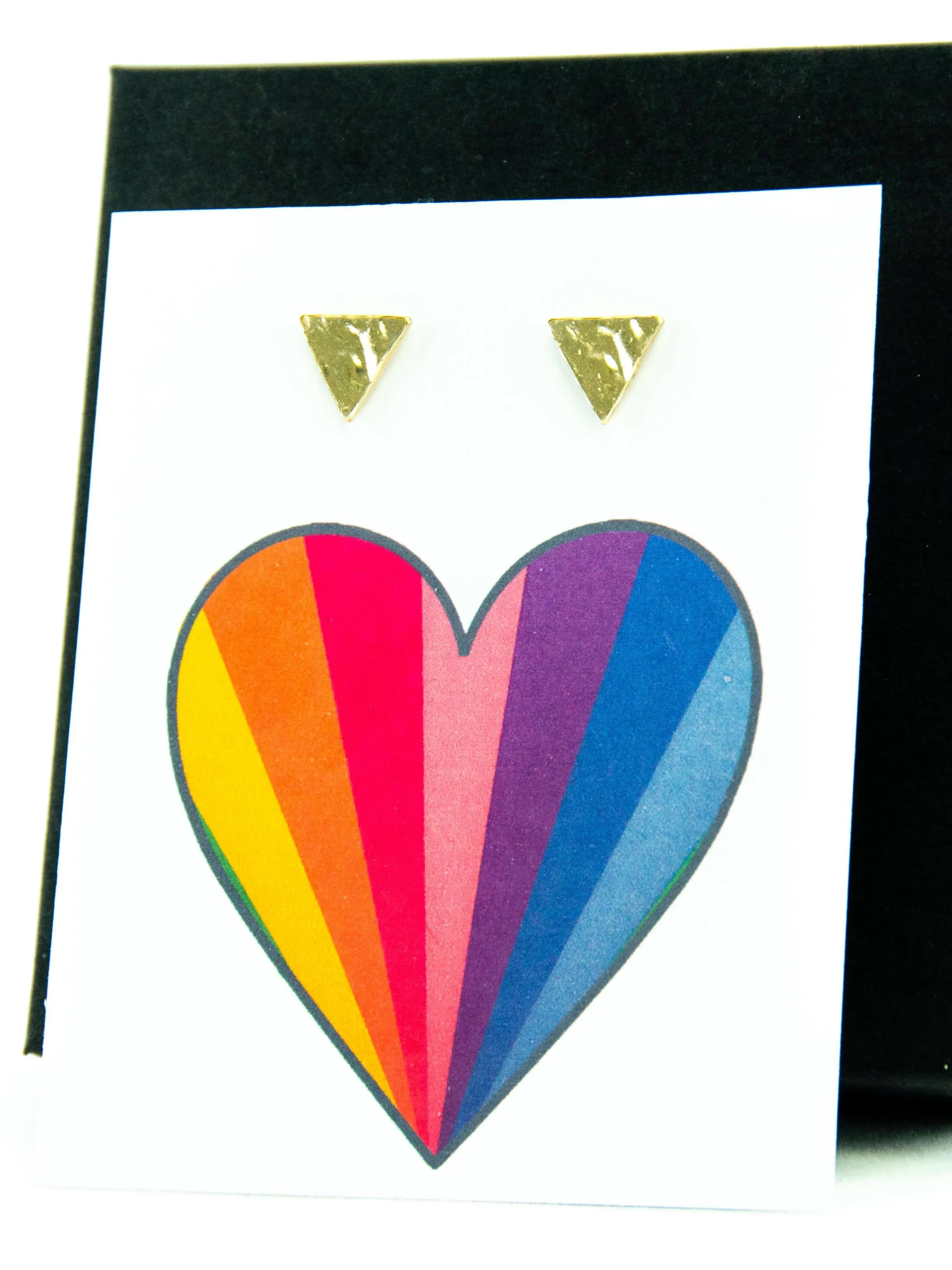 Rainbow Heart LGBTQ  Pride Triangle Stud Earrings Gift