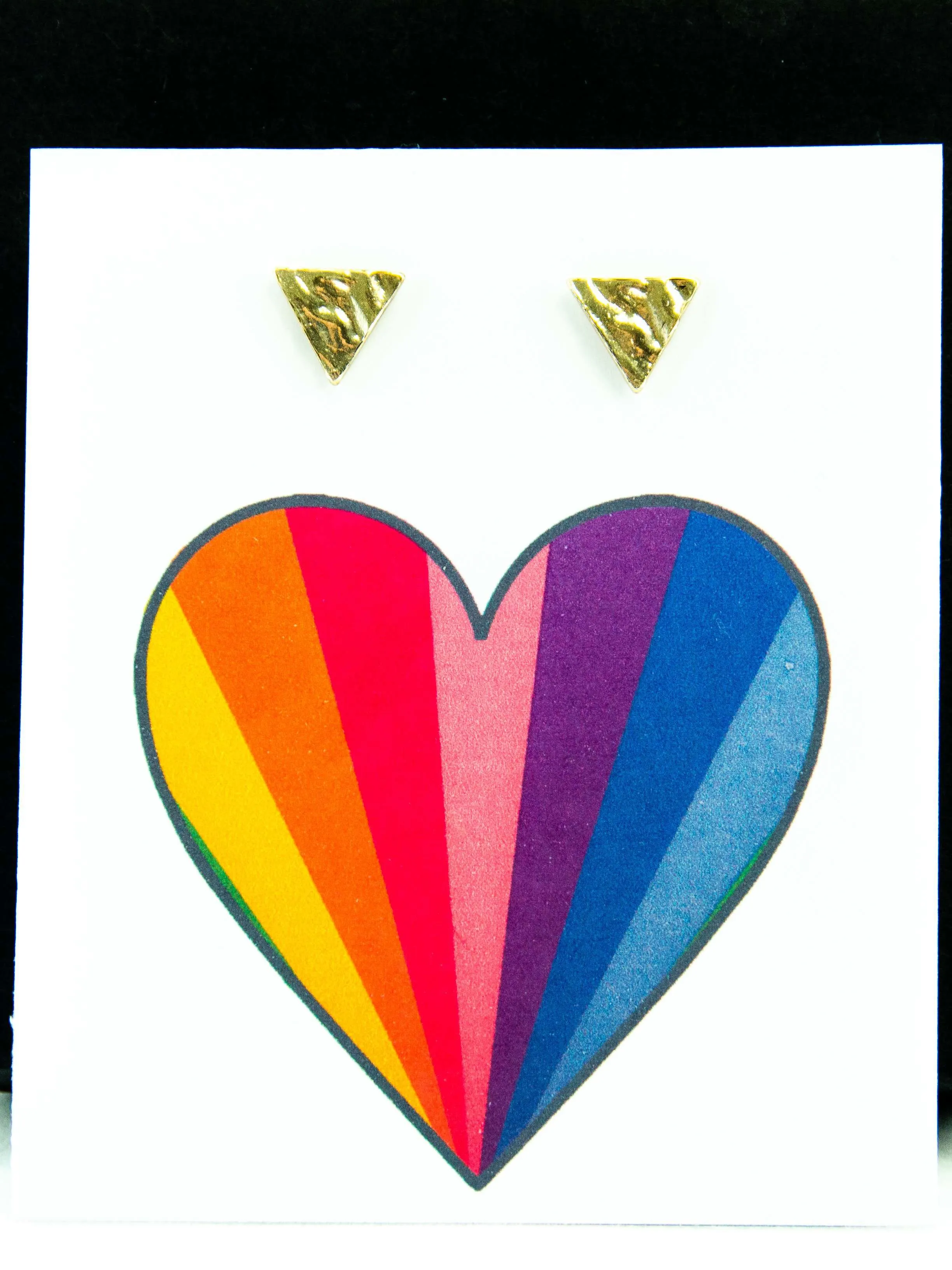 Rainbow Heart LGBTQ  Pride Triangle Stud Earrings Gift