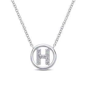 Round Pavé Initial H Pendant Necklace