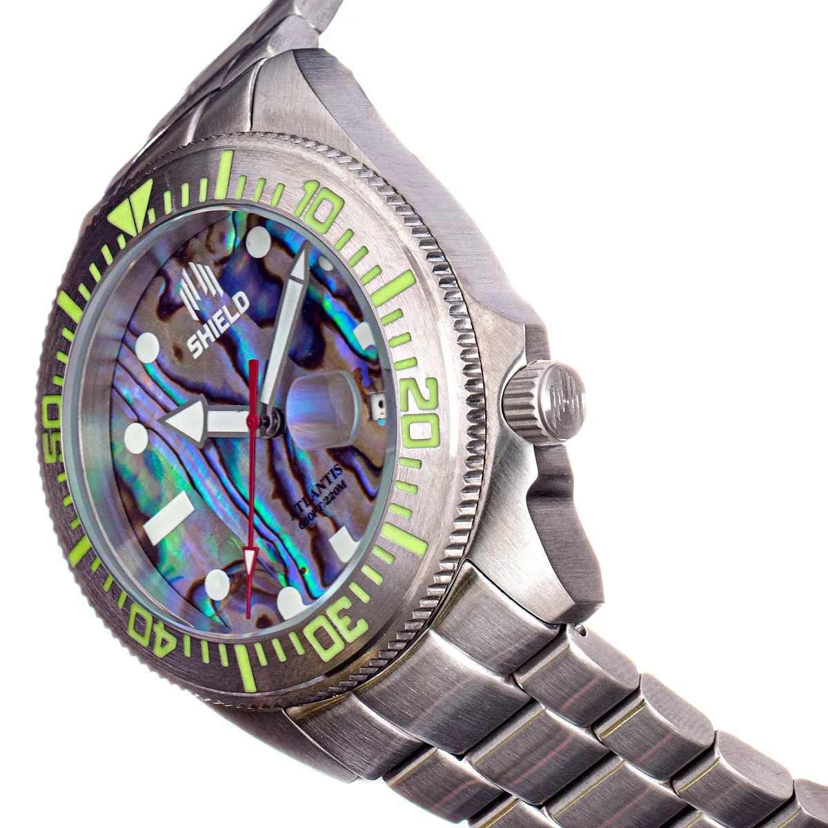 Shield Atlantis Abalone Bracelet Watch w/Date