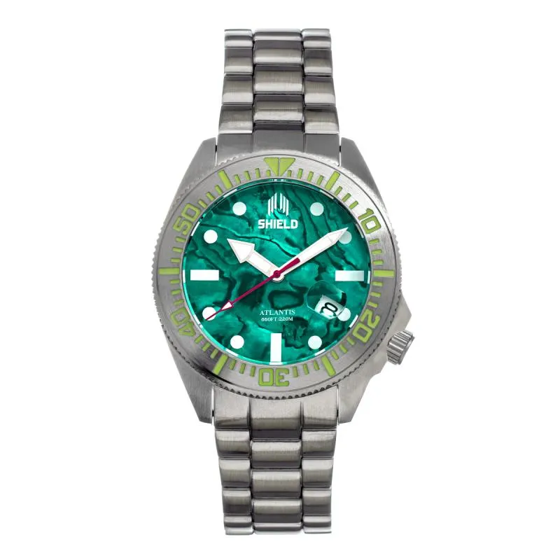 Shield Atlantis Abalone Bracelet Watch w/Date